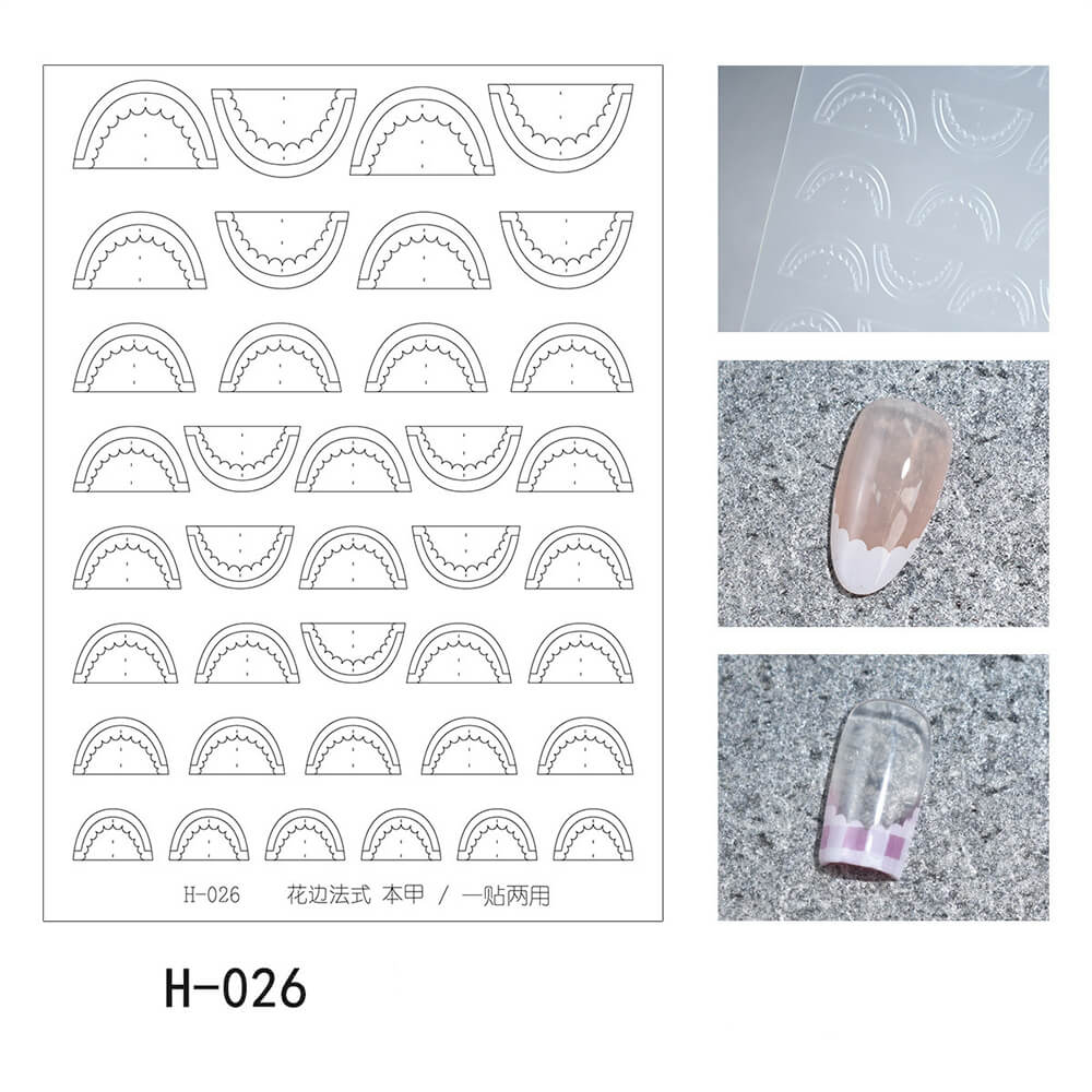 Accurate French Nail Art Stencil Stickers with Alignment Line
