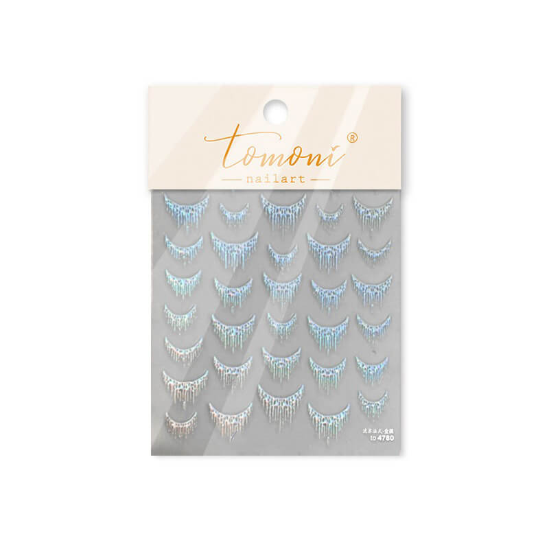 Shiny Sliver Gliding French Tassel Nail Art Sticker