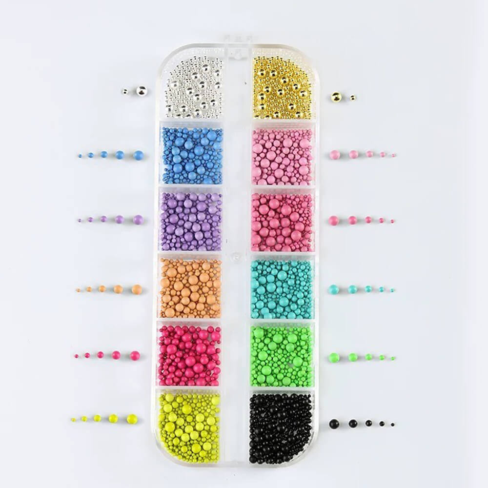 Colorful Nail Beads & Metal Charms Nail DIY Decols