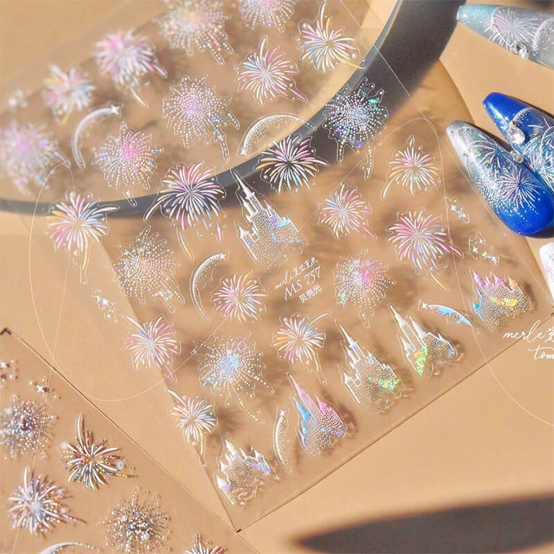 New Dream Castle Fireworks Nail Art Stickers