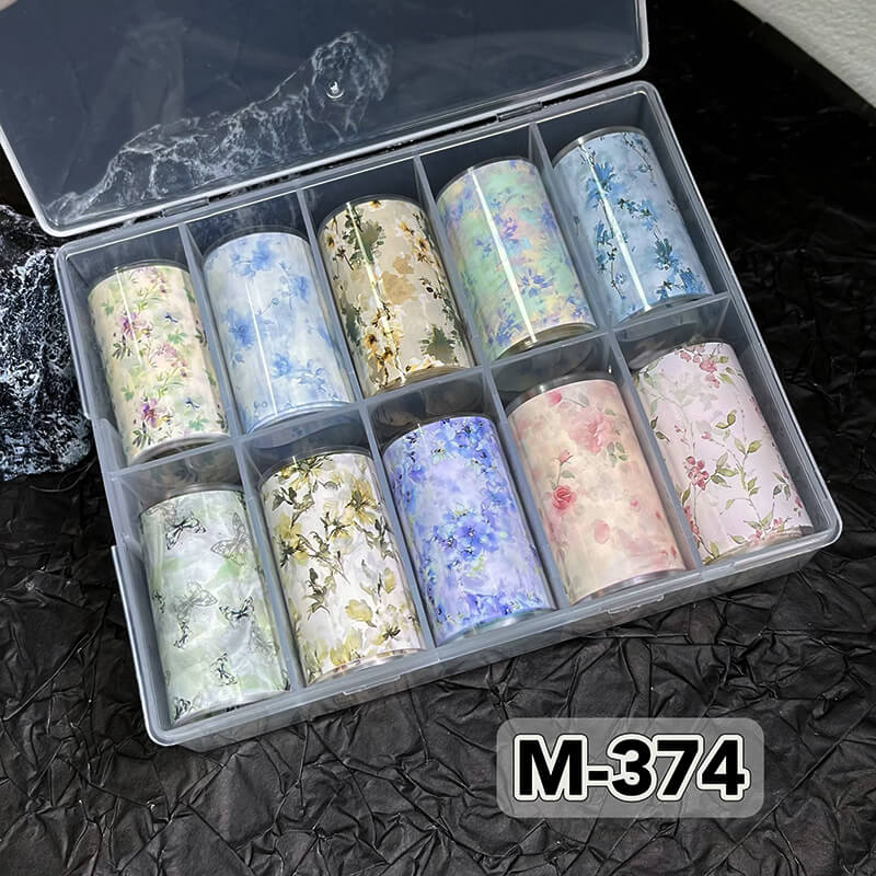 Cute nail transfer foil with bow, flower and bear designs for kawaii nail art-2
