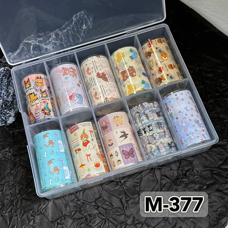 New Bow Flower Bear Nail Foil Transfer Paper – Cute Floral Nail Art Sticker Rolls