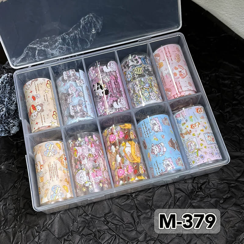 New Bow Flower Bear Nail Foil Transfer Paper – Cute Floral Nail Art Sticker Rolls