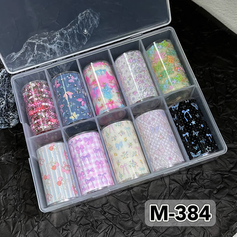 New Bow Flower Bear Nail Foil Transfer Paper – Cute Floral Nail Art Sticker Rolls
