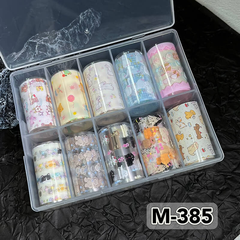 New Bow Flower Bear Nail Foil Transfer Paper – Cute Floral Nail Art Sticker Rolls