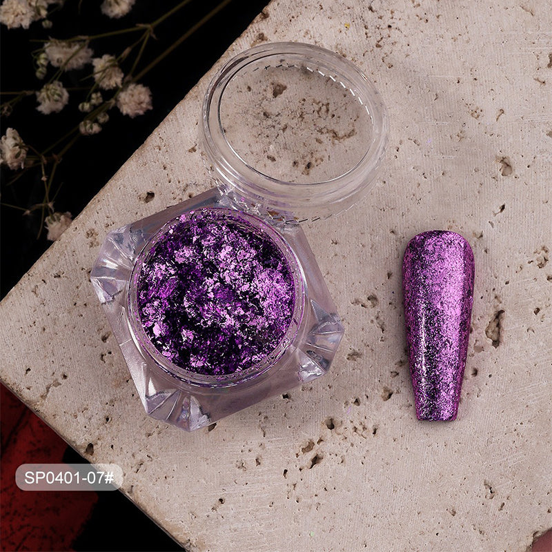 Glitter Nail Foil Flakes Sparkly Aluminum Nail Foil Sequins Nail Art Decoration