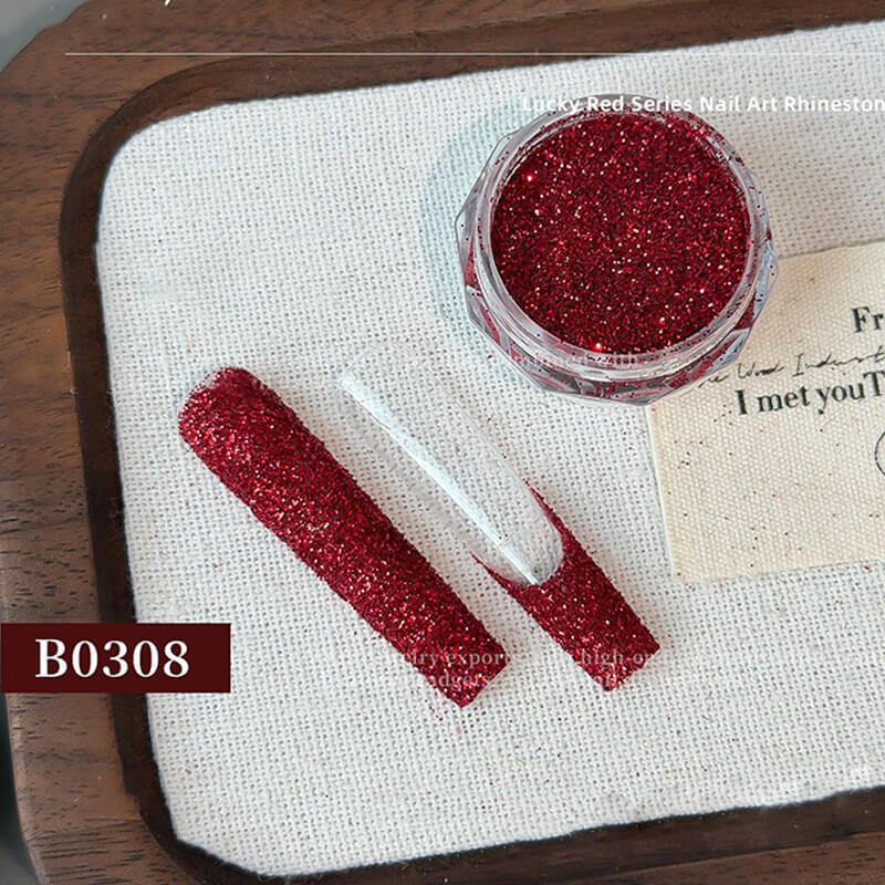 Ultra Sparkly Red Nail Glitter Powder – Crushed Diamond Effect