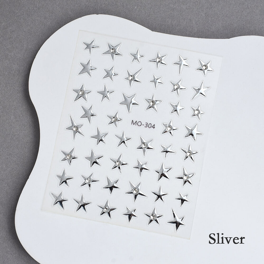 Five Point Star with Rhinestone Nail Art Sticker