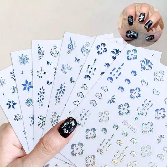 Sliver Laser Butterfly Snowflake Nail Art Sitcker