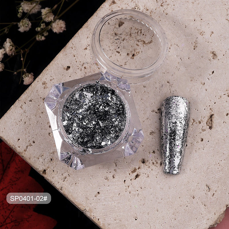 Glitter Nail Foil Flakes Sparkly Aluminum Nail Foil Sequins Nail Art Decoration