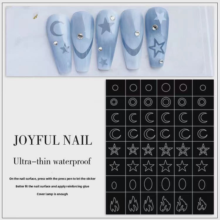 6 Pcs Nail Stickers Flower Heart Star Butterfly Sticker For Nail Art