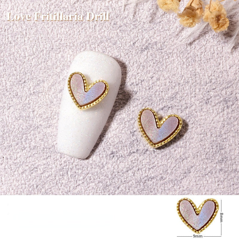 3D Fritillary Peach Heart Alloy Jewelry Diamond Rhinestone for Nail DIY