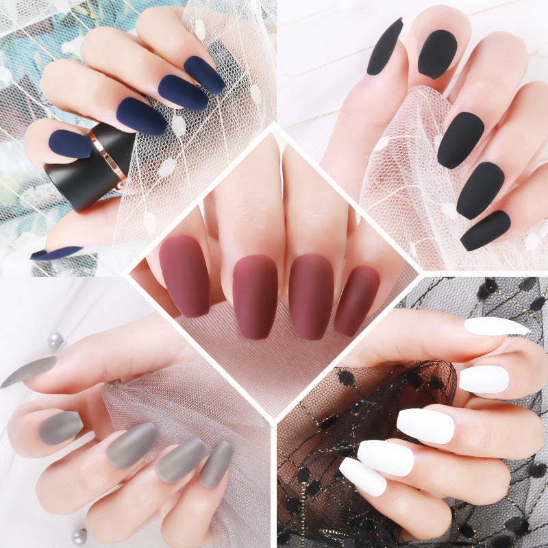 Medium Long Handmade Press On Nails Matte Nude Fake Nail Tips