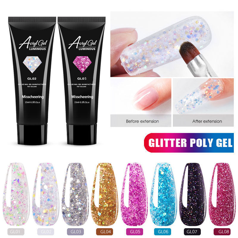 Sequins Glitter Poly Nail Gel Extension Builder Gel