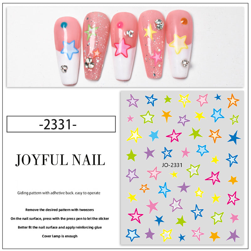Nail Art Stickers Nail Decals Heart Star Design Adhesive Nail Supplies