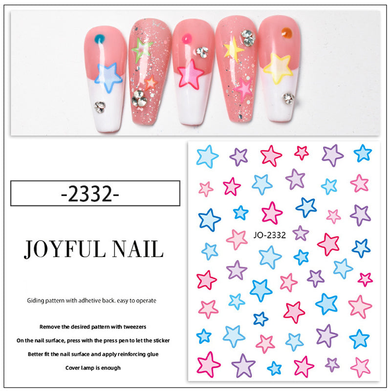 Nail Art Stickers Nail Decals Heart Star Design Adhesive Nail Supplies