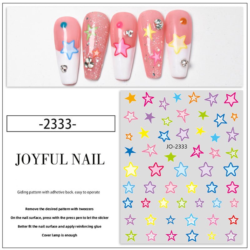 Nail Art Stickers Nail Decals Heart Star Design Adhesive Nail Supplies