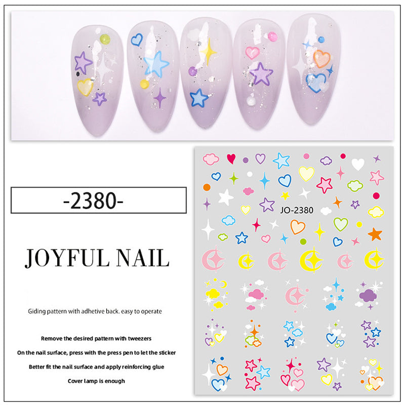 Nail Art Stickers Nail Decals Heart Star Design Adhesive Nail Supplies