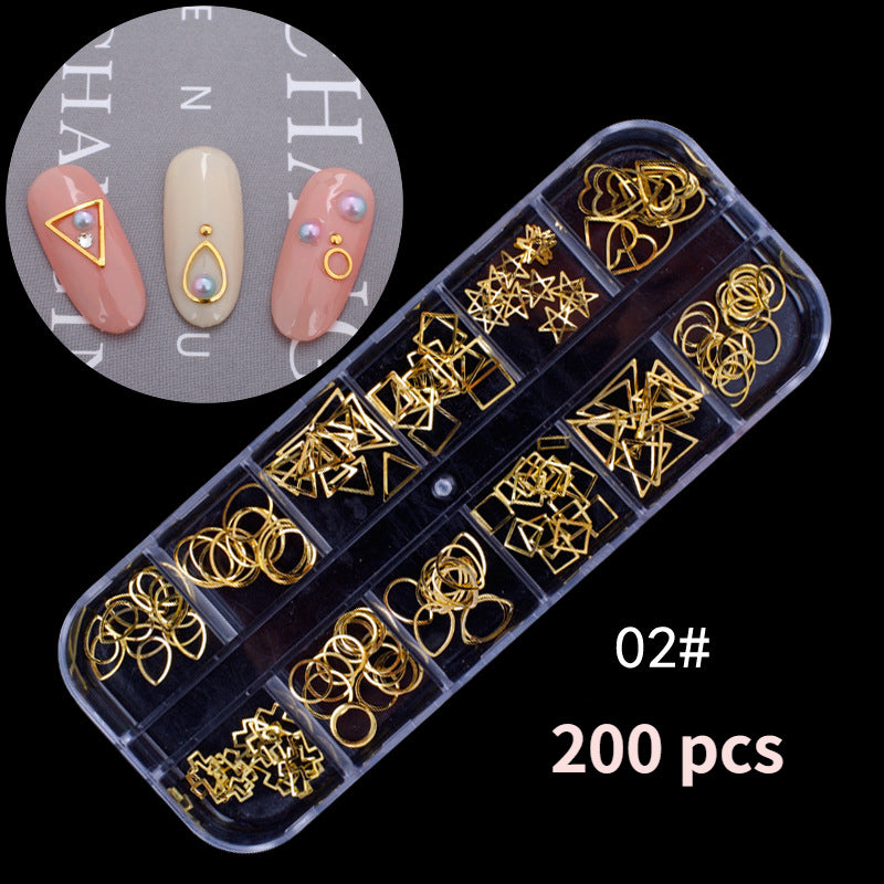 Gold Metal Nail Art Studs 3D Nail Art Jewelry Decoration Moon Heart Nail Art Jewels