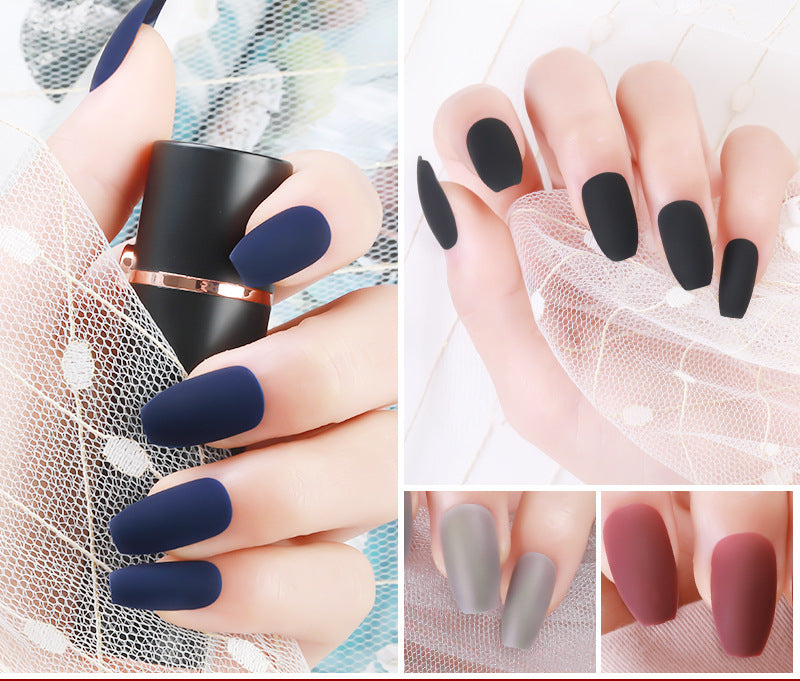 Medium Long Handmade Press On Nails Matte Nude Fake Nail Tips
