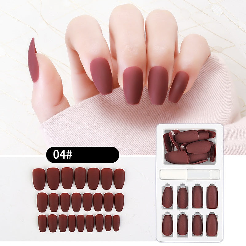 Medium Long Handmade Press On Nails Matte Nude Fake Nail Tips