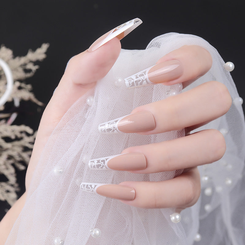 #59 Extra Length Coffin Shape Pink Fake Nail Tips