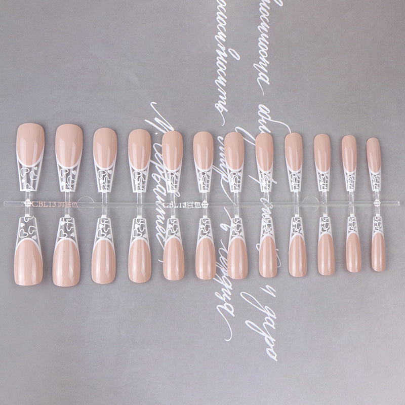 #59 Extra Length Coffin Shape Pink Fake Nail Tips