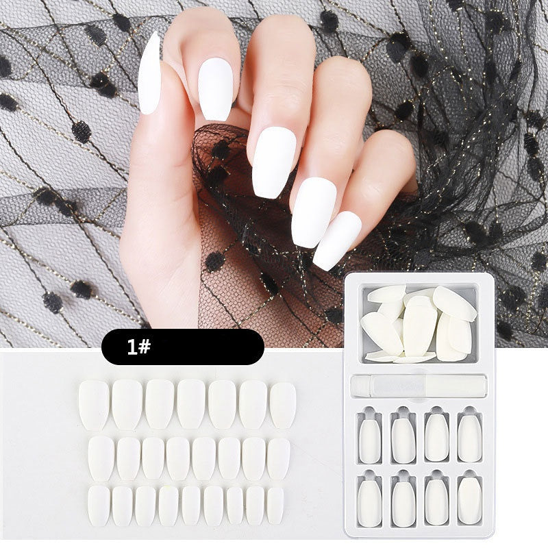 Medium Long Handmade Press On Nails Matte Nude Fake Nail Tips