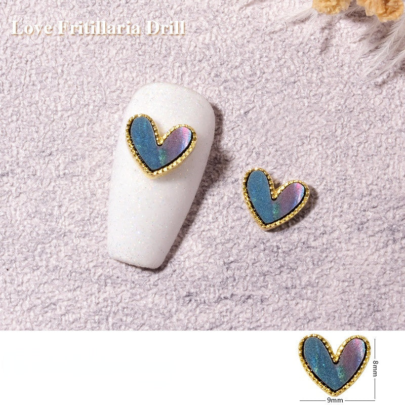 3D Fritillary Peach Heart Alloy Jewelry Diamond Rhinestone for Nail DIY
