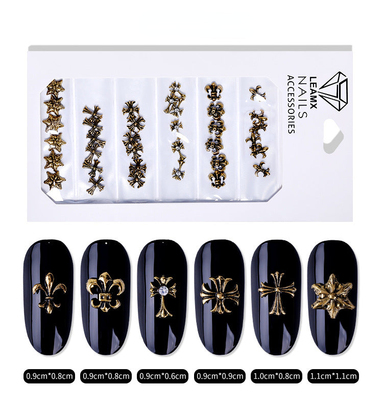 Retro Cross Alloy Nail Accessory Hollow Metal Decoration