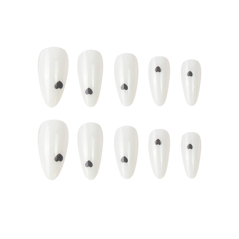 Medium Long Press On Nails French Manicure Flower Fake False Nails
