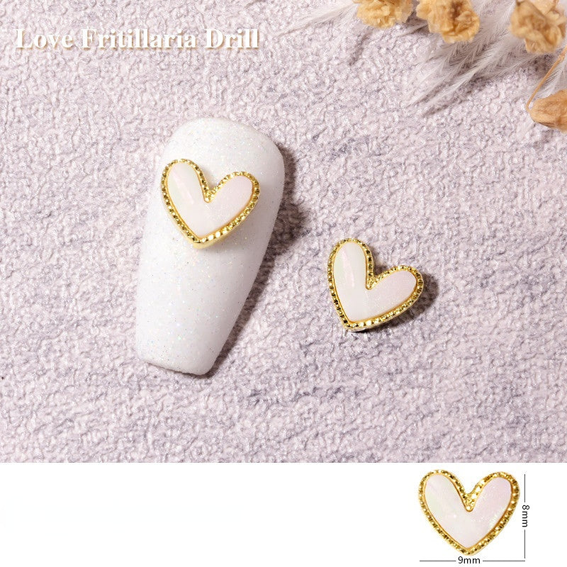 3D Fritillary Peach Heart Alloy Jewelry Diamond Rhinestone for Nail DIY