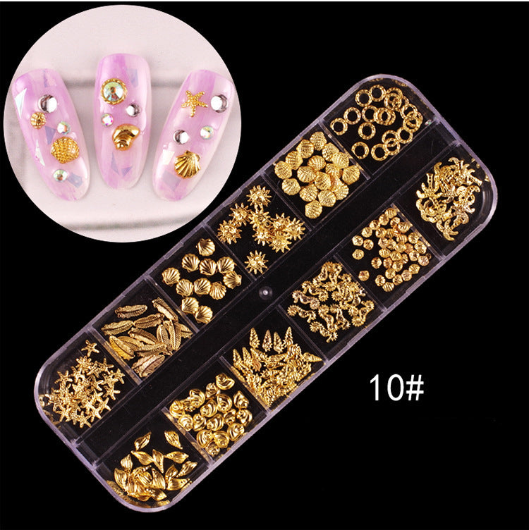 Gold Metal Nail Art Studs 3D Nail Art Jewelry Decoration Moon Heart Nail Art Jewels