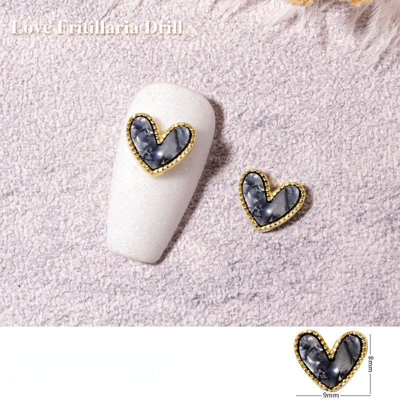 3D Fritillary Peach Heart Alloy Jewelry Diamond Rhinestone for Nail DIY