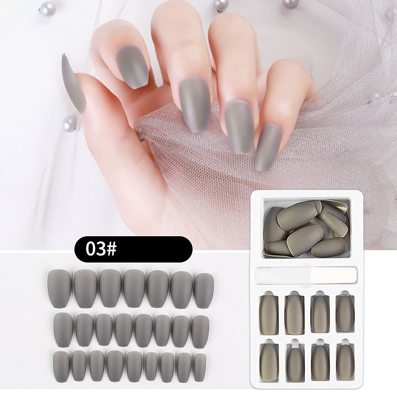Medium Long Handmade Press On Nails Matte Nude Fake Nail Tips