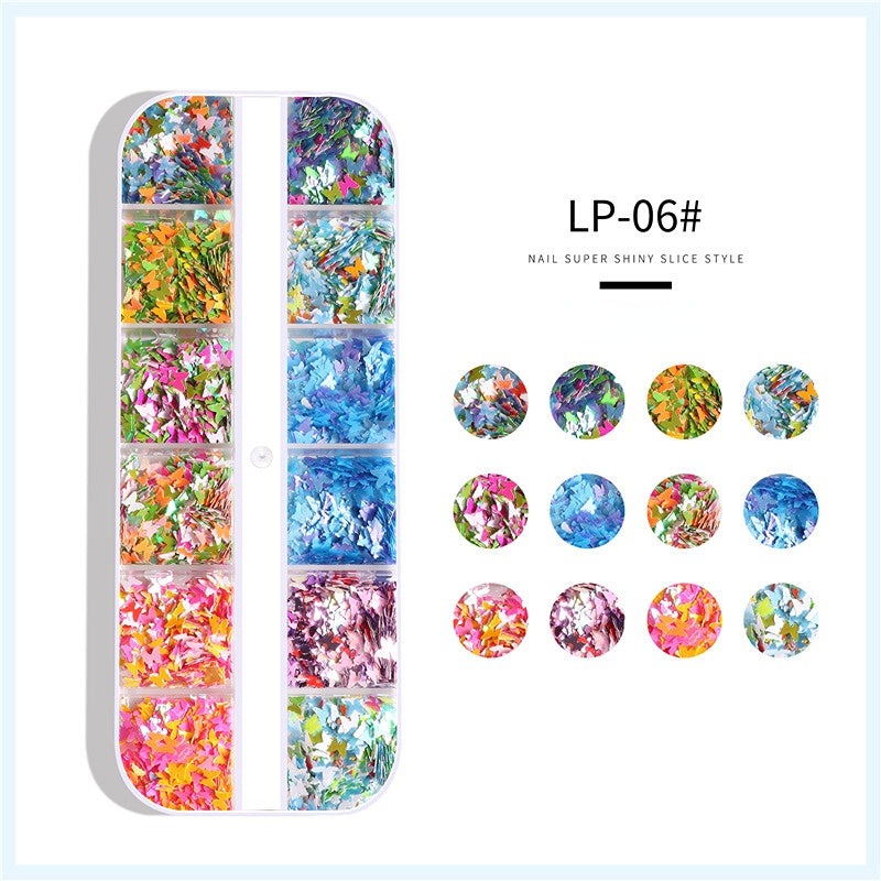 12 Grids Round Nail Art Sequins Ultra Thin Glitter Laser Sequin