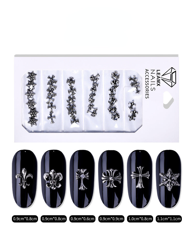 Retro Cross Alloy Nail Accessory Hollow Metal Decoration