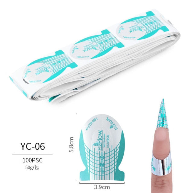 100pcs Nail Extension Forms Stickers Holder for Gel Acrylic Tips Nail Builder
