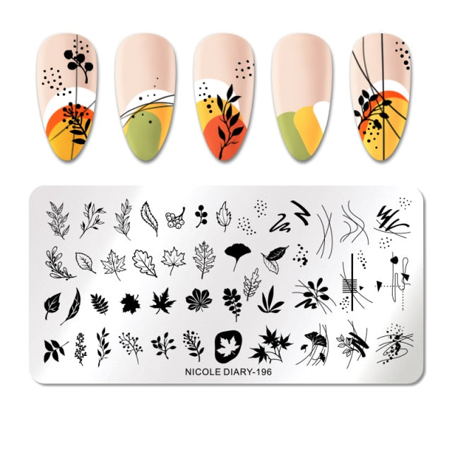 French Line Flower Nail Stamping Plates Abstract Pattern Nail Art Stamp