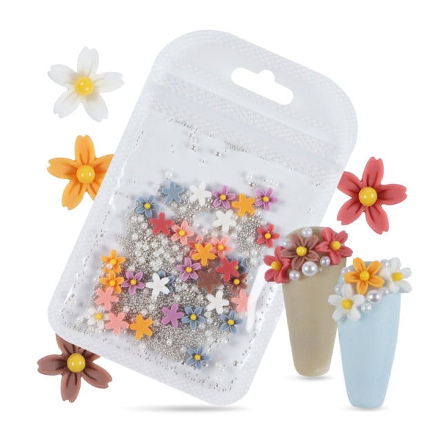 3D White Flower Nail Art Charm Decoration Decals Nail Art Gem