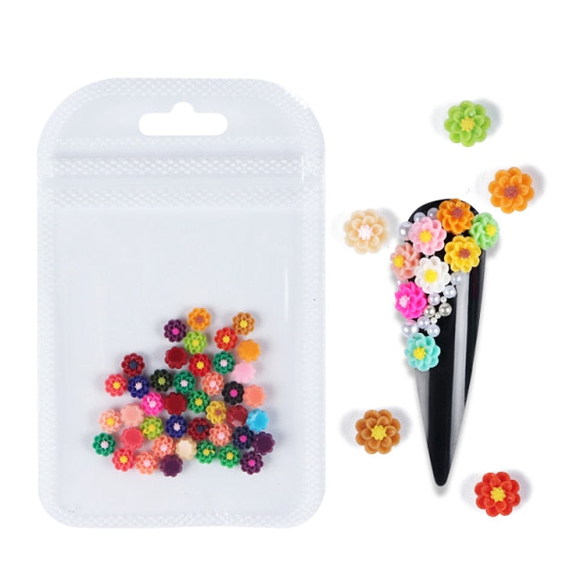 3D White Flower Nail Art Charm Decoration Decals Nail Art Gem