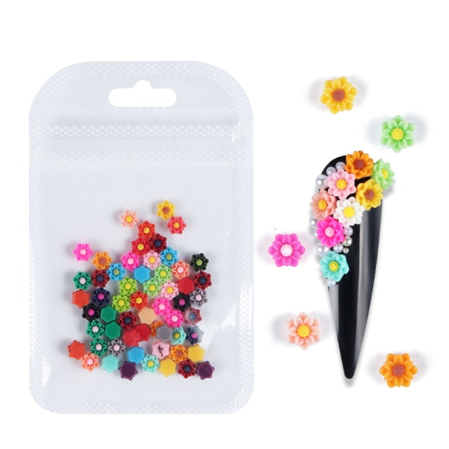 3D White Flower Nail Art Charm Decoration Decals Nail Art Gem