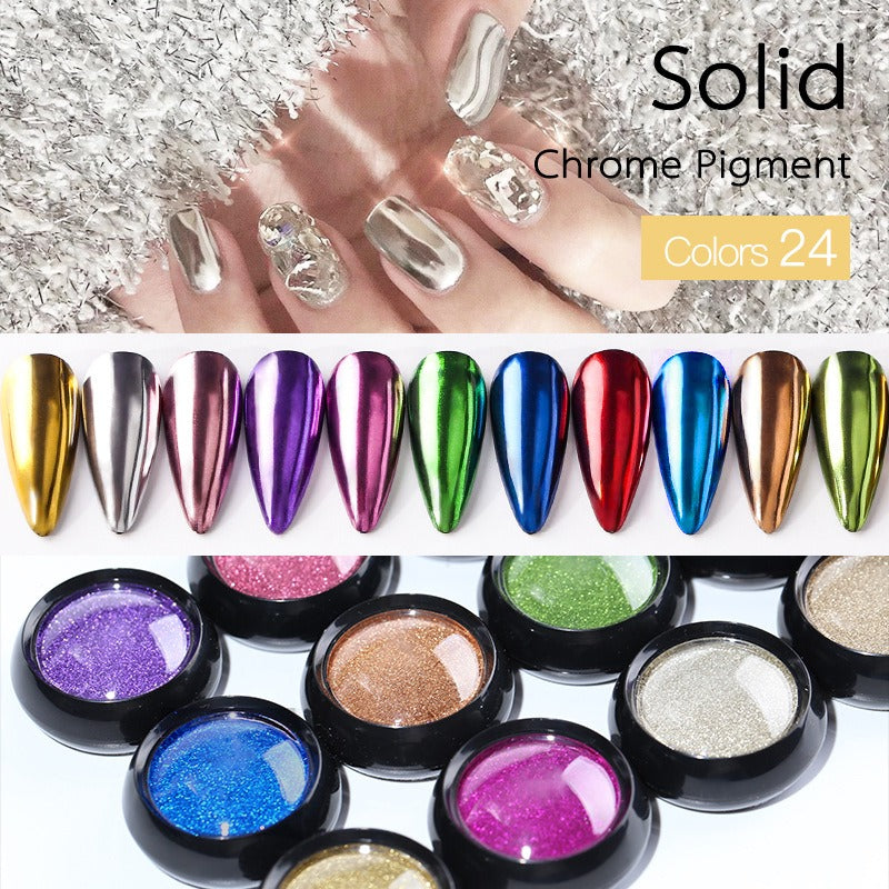 Holographic Chrome Nail Powder Metallic Metal Effect Nail Art Glitter