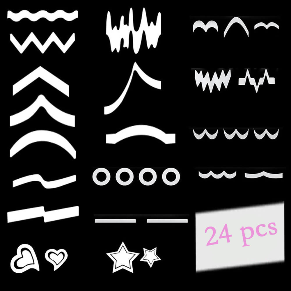 24 Pcs French Star Nail Art Stencils