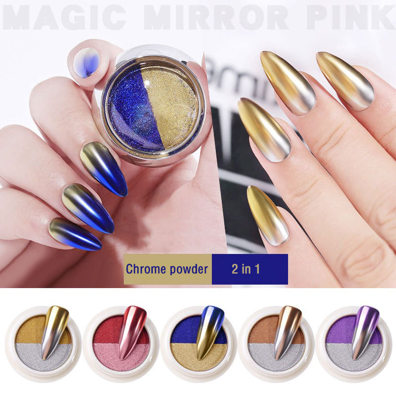 2 in 1 Solid Chrome Nail Powders Ombre Nail Pigment