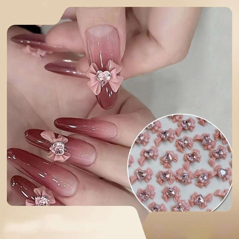 Cute Bowknot Nail Ornament  with Rhinestone Nail Accessory