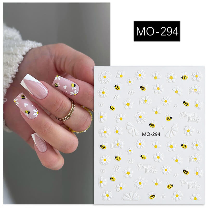 5D Flower Bee Nail Art Sticker Decals