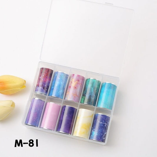 Leopard Starry Plaid Floral Nail Foil Transfer Paper – Mixed Pattern Nail Art Foils