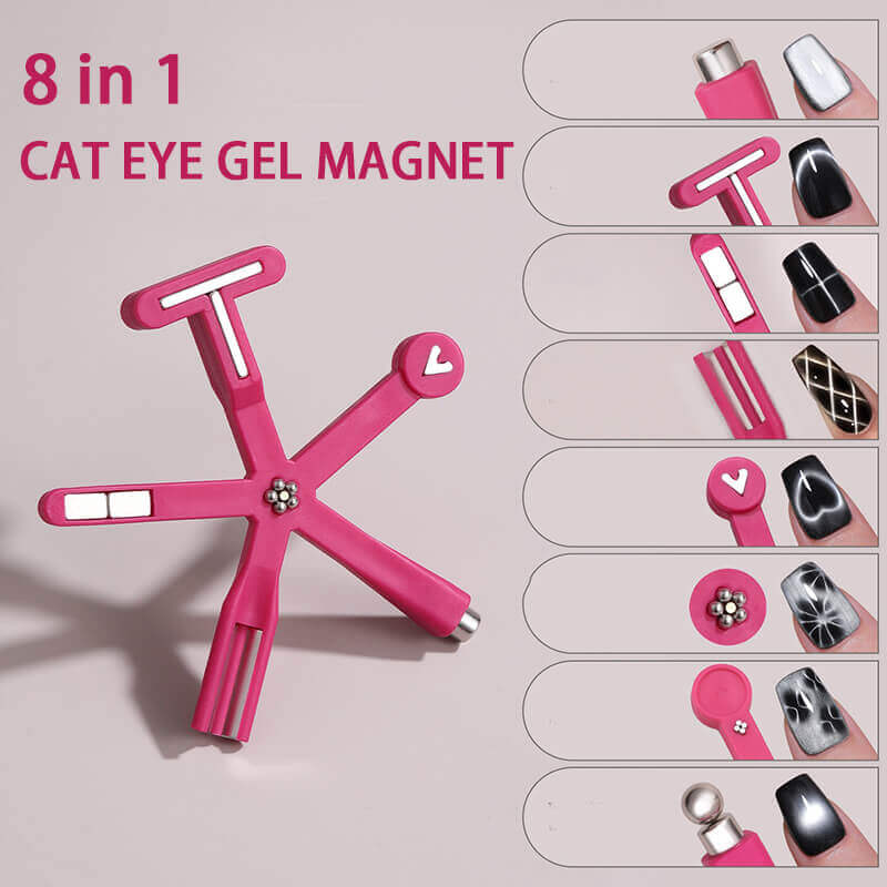 New 8-in-1 Cat Eye Nail Magnet – Heart, French, Plaid & Wide Light Effects Tool