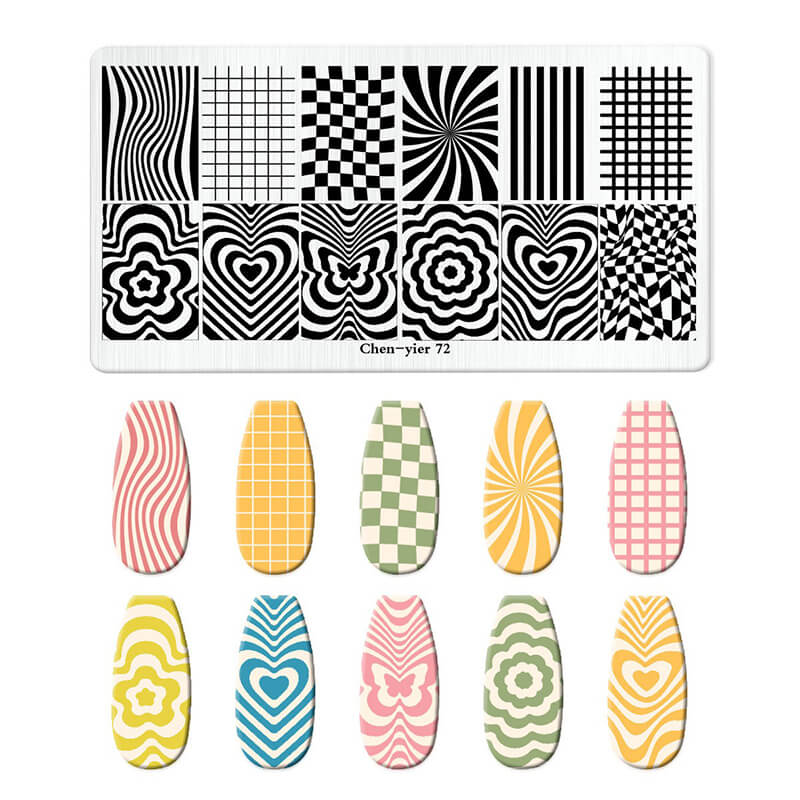 Geometric Leopard Denim Pattern Nail Stamping Plate – Multi-Design Nail Art Steel Plate With Arcylic Support Plate